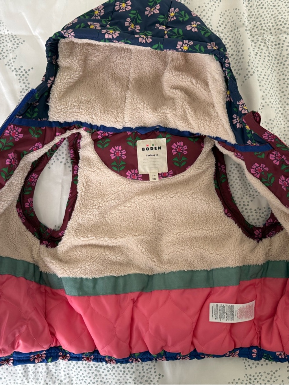 Mini Boden Kids Floral Puffer Jacket 4-5Y - Picture 9 of 9